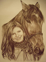 portrét dívky s koněm